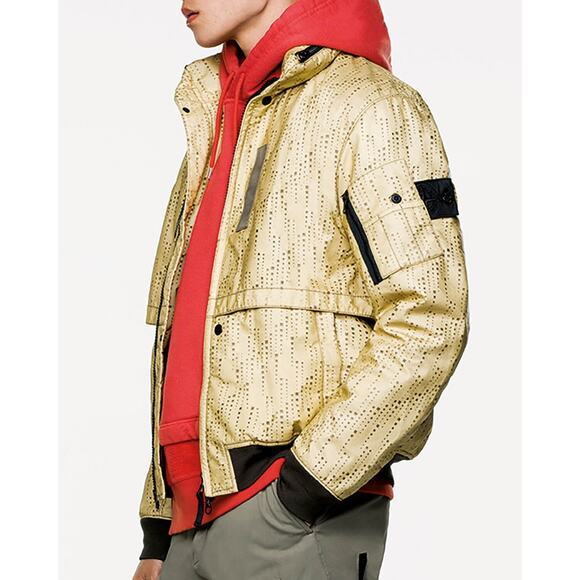 Stone Island Shadow Project Lasered Poly-Hide  gold bomber jacket size small - Picture 2 of 11